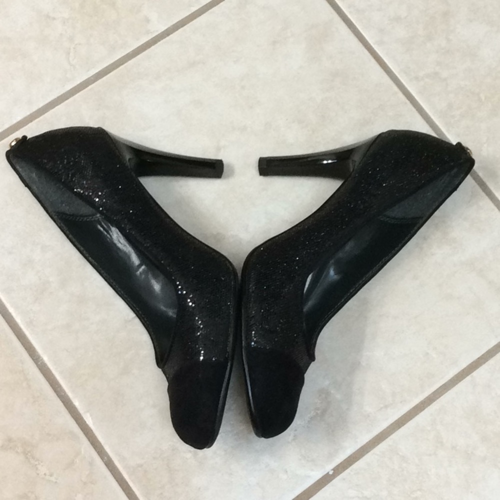 Monet 8M black sparkly heels EUC - Picture 5 of 8
